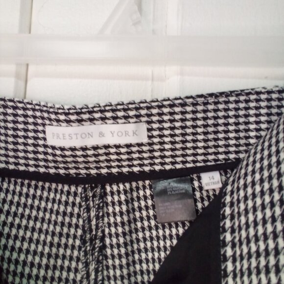 Preston & York Pants Women 14 Casual Pockets Houndstooth Pattern Black White - Picture 10 of 14